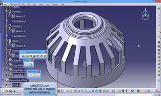 فیلم اموزش مدل یک گنبد دیسکی توری شکل با نرم افزار کتیا catia